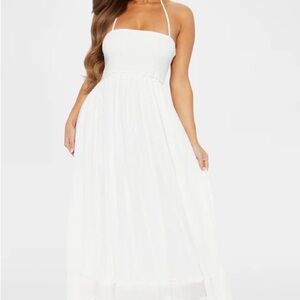 Elegant White Halter Maxi Dress